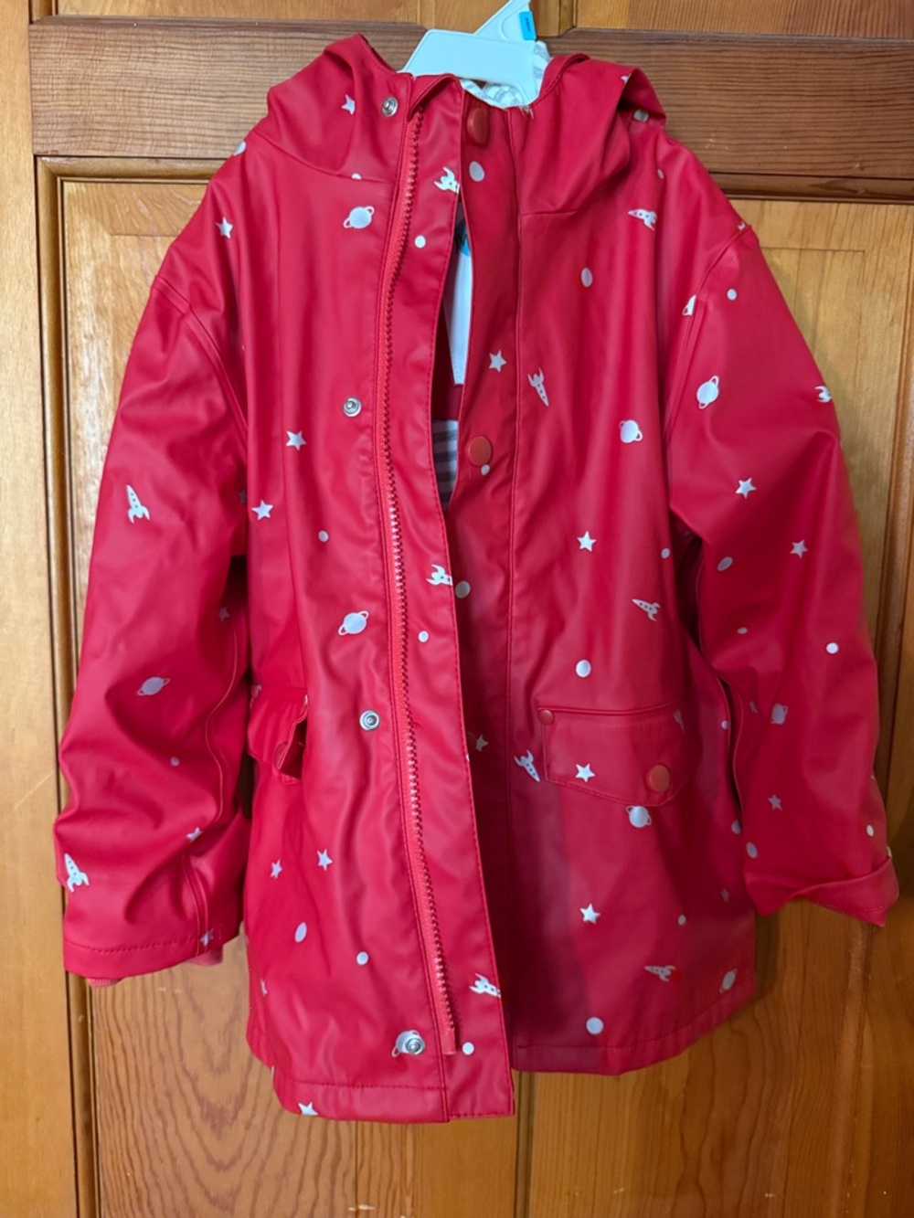 Mini Biden Kids Red Space-Print Rain Jacket